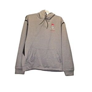 Men’s Sport Tek Fleece Hoodie Sweatshirt Gray Pullover Size L Bike Graphic
